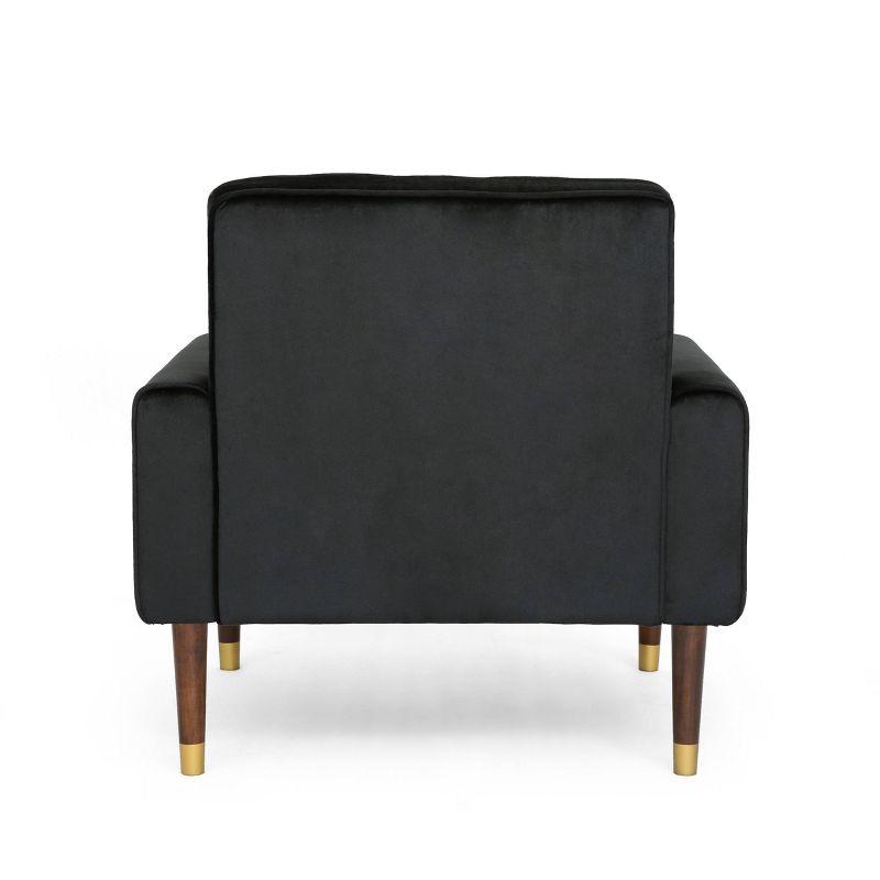Bourchier Modern Glam Velvet Armchair Black -Christopher Knight Home: Tufted, Upholstered, Comfortable Seating
