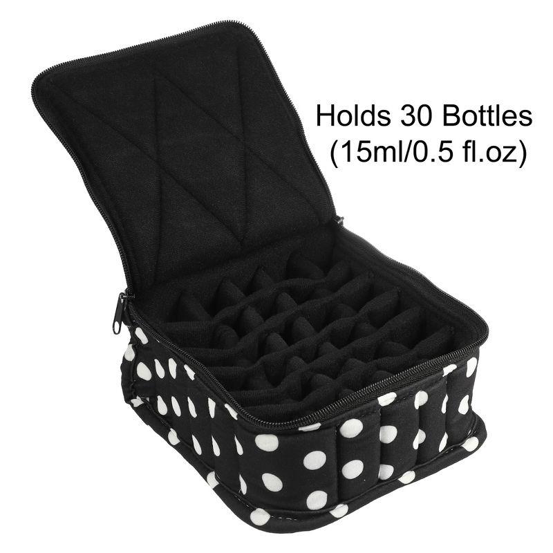 Unique Bargains Nail Polish Carrying Case Nail Polish Organizer Case for 30 Bottles 15ml/0.5 fl.oz Travel Storage Bag Nylon White Black 1 Pcs