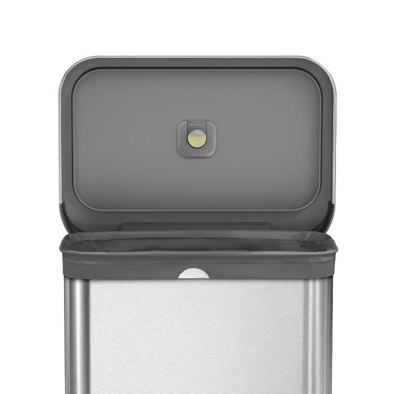 Simplehuman 58L / 15.3 Gallon Hands-Free Dual Compartment Recycling Kitchen Step Trash Can with Lid