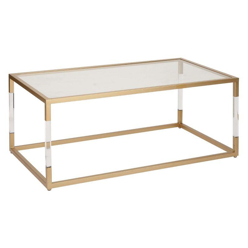 Elegant Gold and Clear Rectangular Outdoor Coffee Table with Acrylic Legs