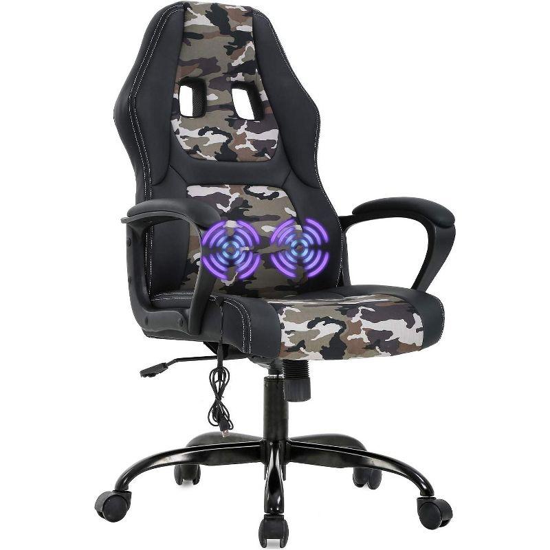 FDW Racing Gaming Chair Home Office Chair Ergonomic Desk Chair Massage PU Leather Computer Chair with Lumbar Support Headrest Armrest ,Camo