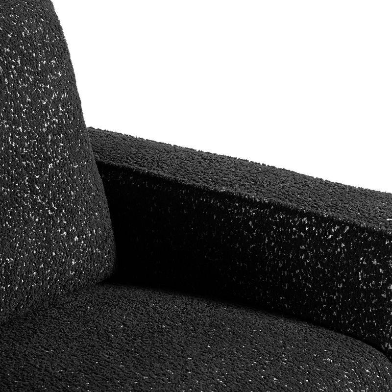 HOMES: Inside + Out Purebliss Modern Boucle Fabric Track Arm Accent Chair with Pocket Coil Cushions Black: Comfortable Seating for Living Spaces
