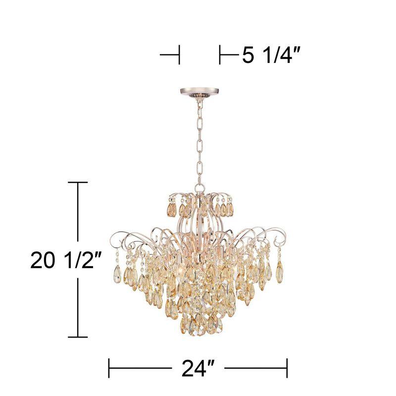 Champagne Gold Crystal Chandelier 27.5" French Elegance 6-Light