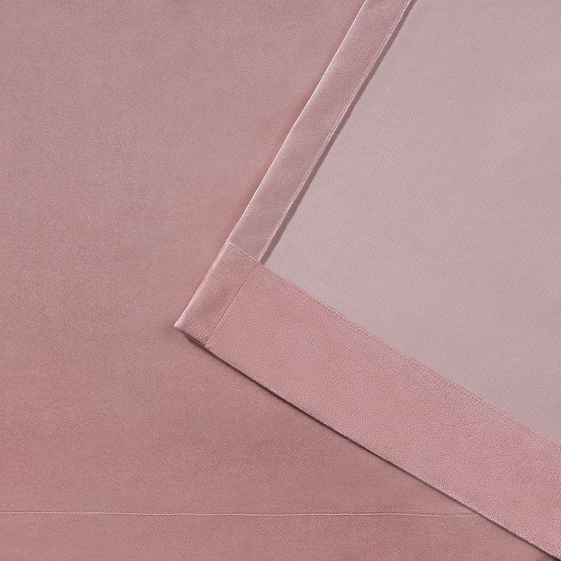 Set of 2 96"x54" Velvet Heavyweight Grommet Top Window Curtain Panel Blush: Light Filtering, Polyester, Exclusive Home