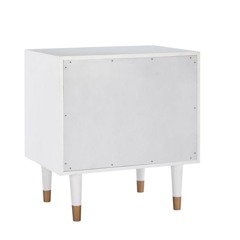 Elevated Geo-Textured White Nightstand with Gold Accents