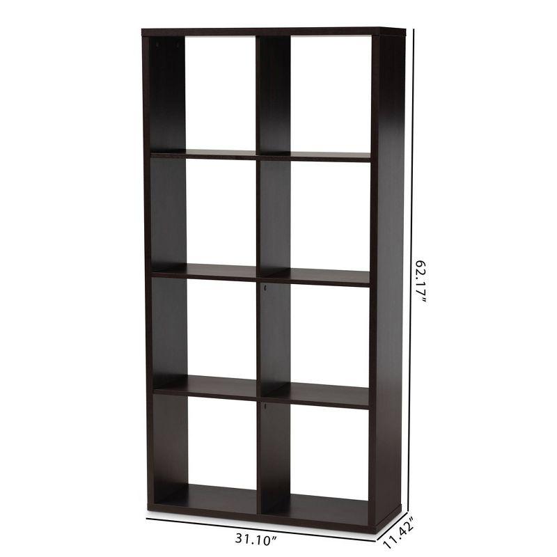 Janne 8 Cube Multipurpose Storage Shelf Dark Brown - Baxton Studio: Mid-Century Modern Cubby Organizer, Particle Board Frame