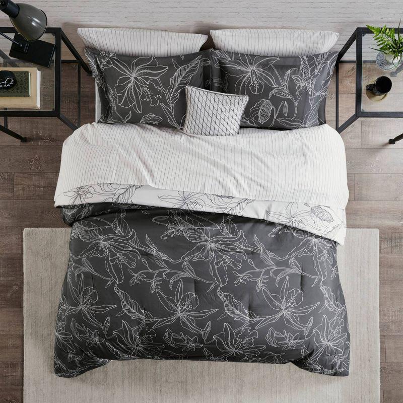 Lilia Full Gray Microfiber Reversible Comforter Set