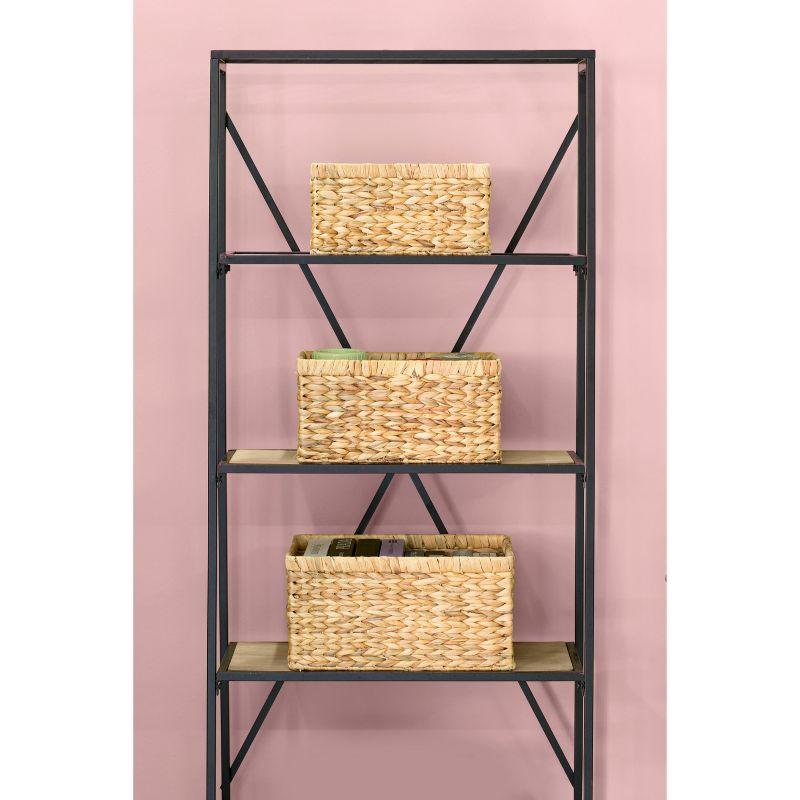 Rustic Water Hyacinth Wicker Rectangular Storage Basket Set