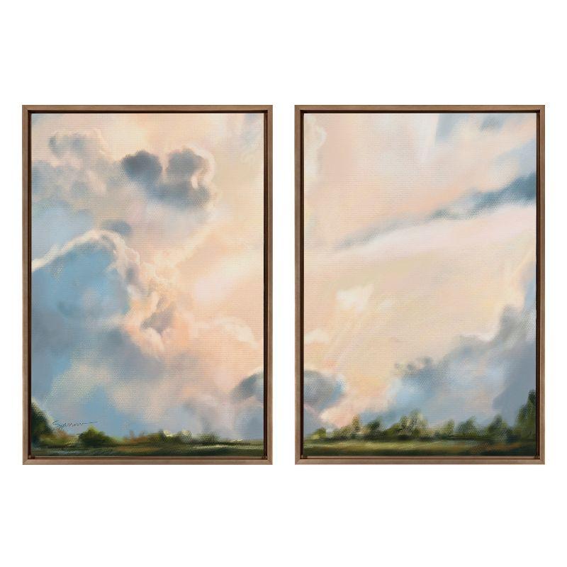 Sylvie Clouds Framed Canvas Set by Mary Sparrow