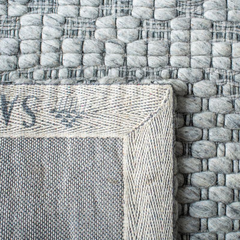 Elegant Handwoven Marbella 7' Square Gray Geometric Wool-Blend Rug