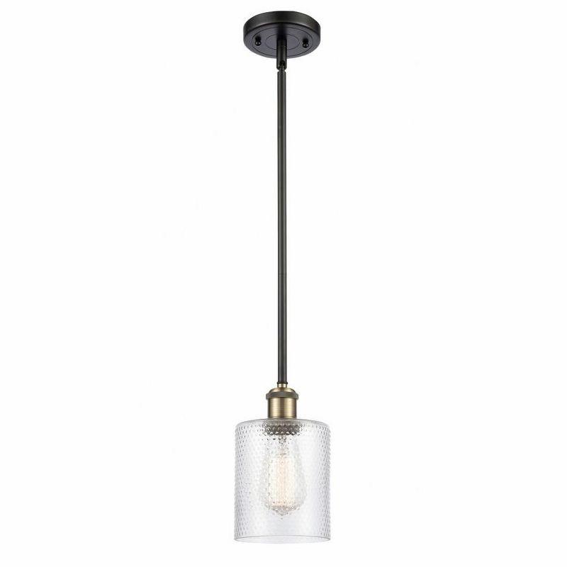 Black Antique Copper Mini Drum Pendant Light with Glass Shade