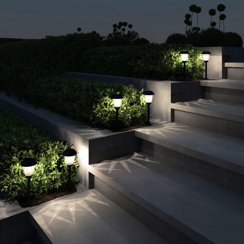 Set of 8 Black Stainless Steel Solar Pathway Lights