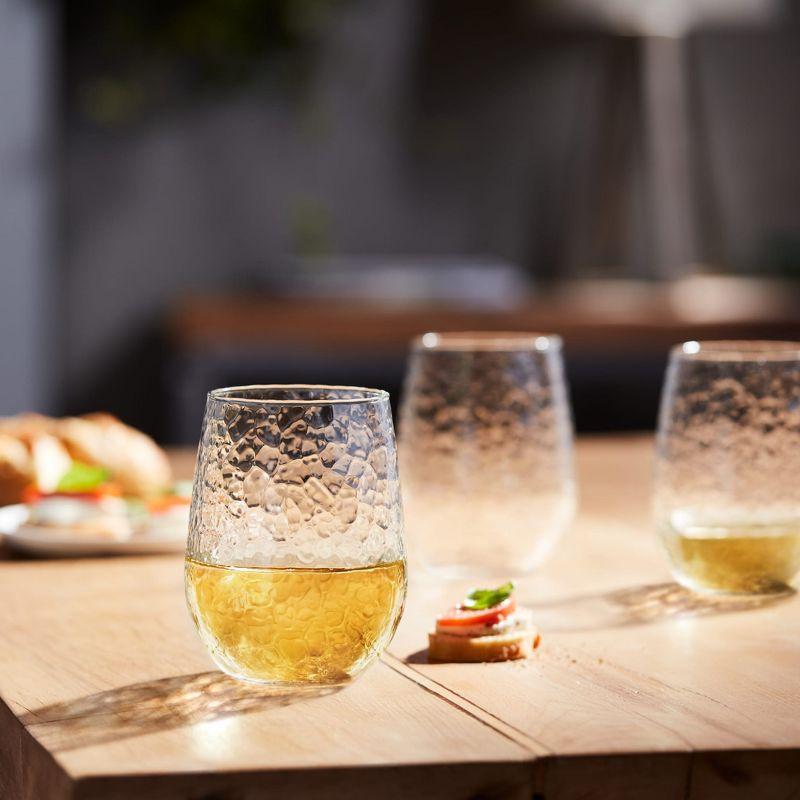 Hammered Libbey Stemless All-Purpose Wine Glasses