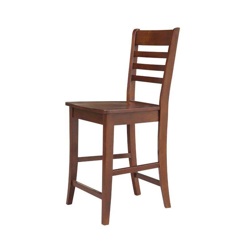 Counter Height Barstool Roma Solid Wood Espresso - International Concepts: 24" Seat, Unupholstered