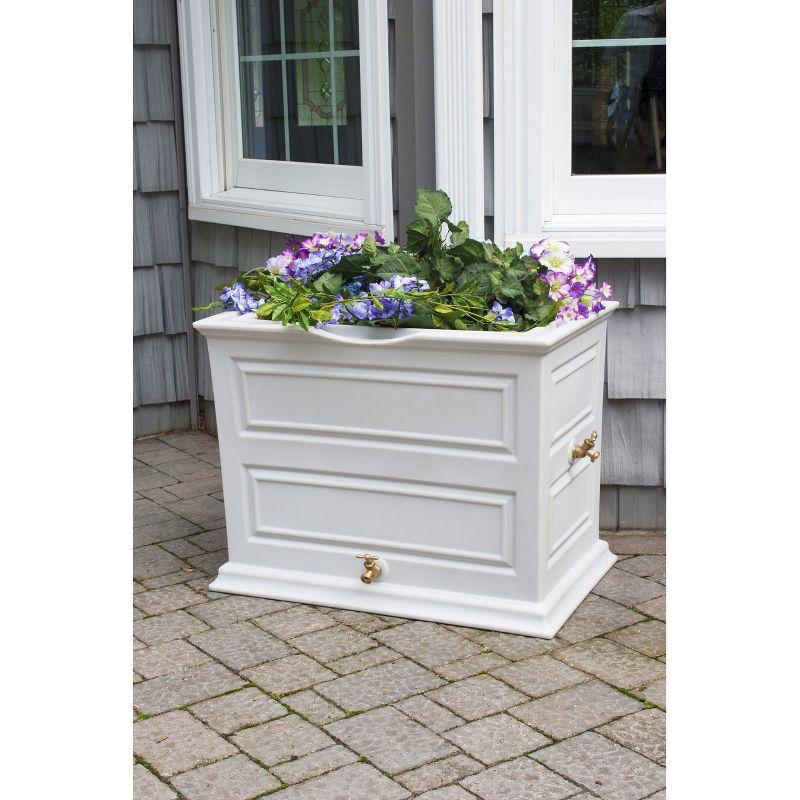 Good Ideas Savannah Colonial Style 42 Gallon Rain Saver Barrel with Self-Draining Garden Planter and Brass Spigots, Light Gray