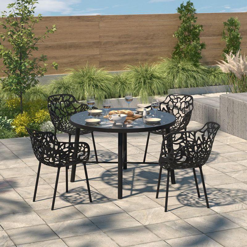 Devon Black Aluminum Stackable Outdoor Dining Chairs, Set of 4