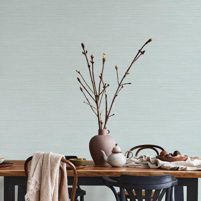 Tempaper & Co.® Faux Horizontal Grasscloth Removable Peel and Stick Wallpaper, Textured Seaglass, 56 sq ft: Vinyl, Prepasted