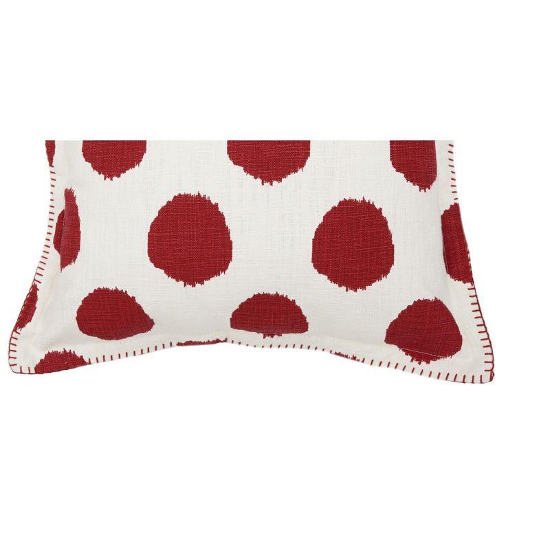 Ruby Dot Printed Square Throw Pillow in Red and White