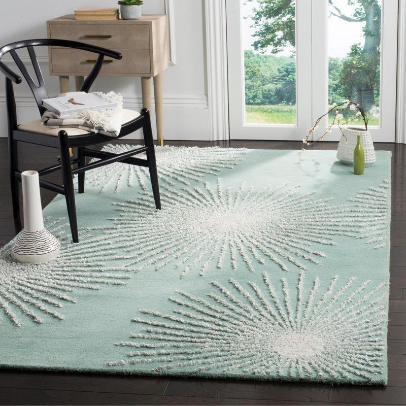 Light Teal Multi Hand-Tufted Wool Viscose Area Rug