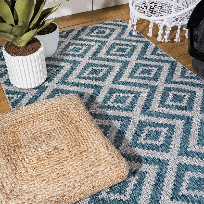4'x6' Sintra Diamond Indoor/Outdoor Area Rug, Blue/Gray - JONATHAN Y