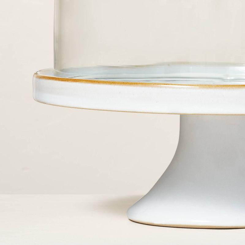 Stoneware Reactive Glaze Cake Stand with Glass Cloche - Hearth & Hand™ with Magnolia
