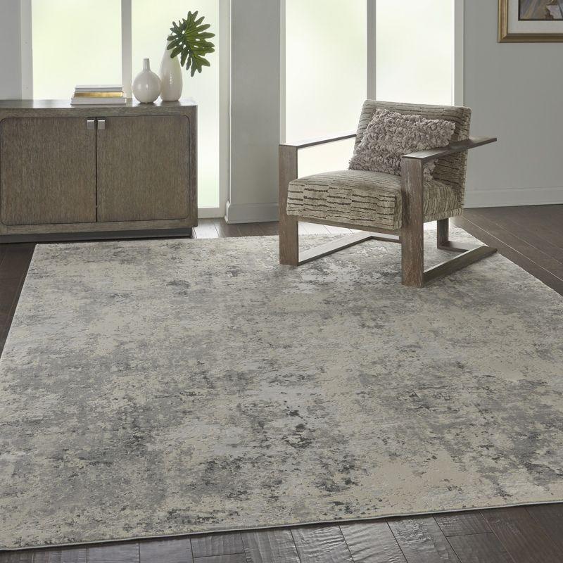 Abstract Elegance 7'10" x 10'6" Grey and Ivory Modern Area Rug