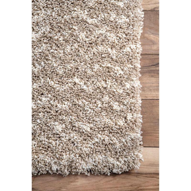 Nuloom Cuellar Striped 8x10 Shag Indoor Area Rug for Living Room Bedroom Dining Room Nursery, Cream/Ivory
