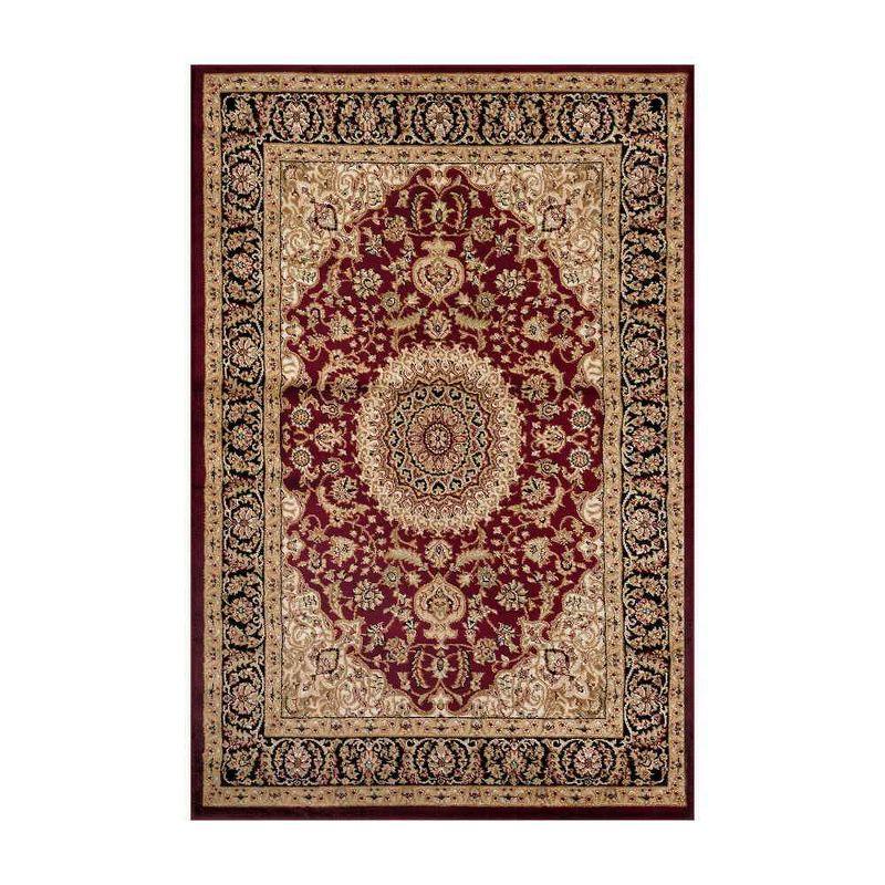 World Rug Gallery Traditional Oriental Medallion Area Rug - Burgundy 6'6" x 9'