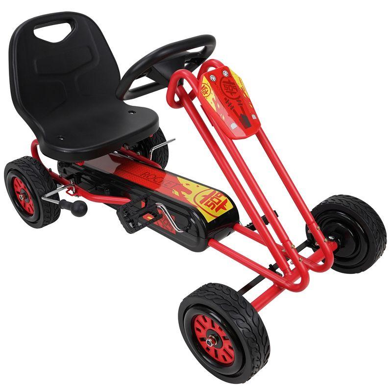 Rocket Pedal Go Kart W/ Ergonomic Adjustable Seat & Sharp Handling, Red