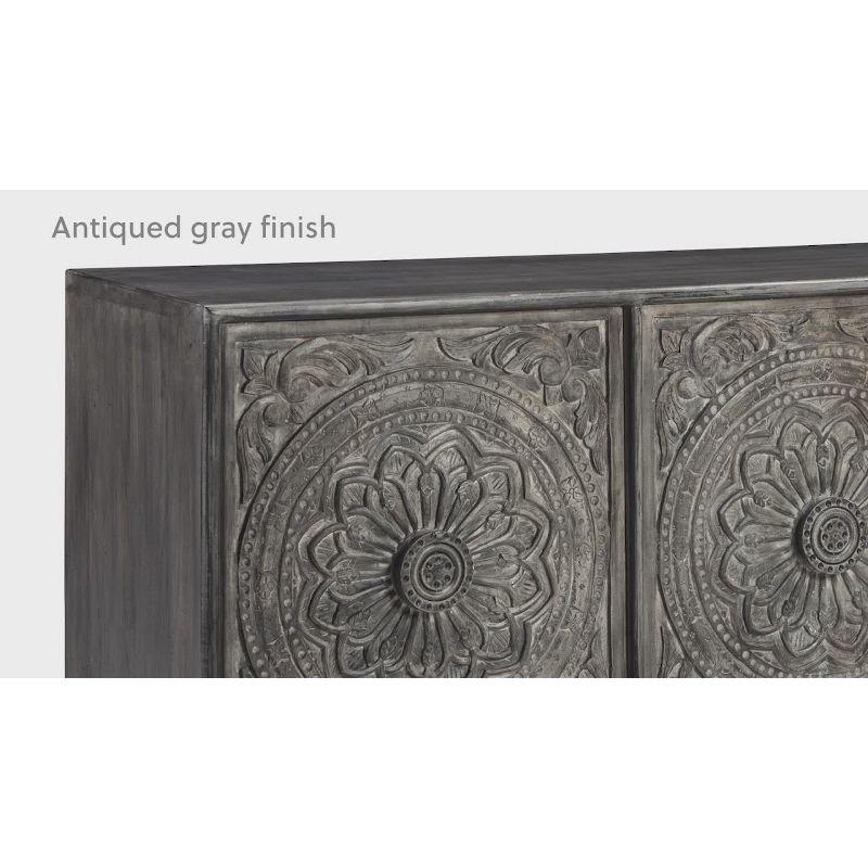 Exquisite Gray Hand-Carved 69'' Transitional Sideboard