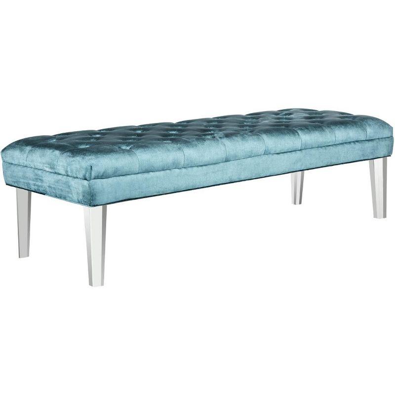 Abrosia Tufted Bench - Cyan - Safavieh