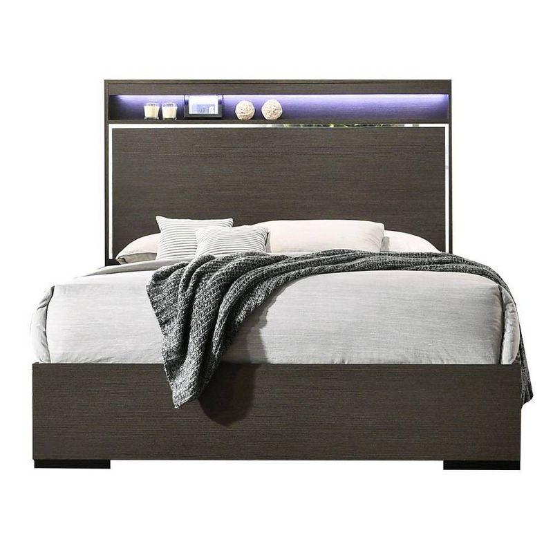 86" Queen Bed Escher Bed LED Gray Oak - Acme Furniture