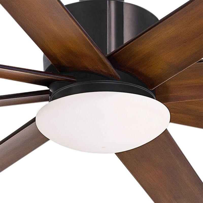 65" Minka Aire Modern Outdoor Ceiling Fan with LED Light Remote Control Coal Distressed Koa Opal Glass Wet Rated for Patio Gazebo