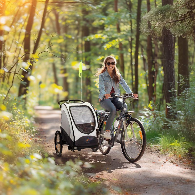 Aosom Bike Trailer for Kids 3 In1 Foldable Child Jogger Stroller Baby Stroller Transport Carrier Rubber Tires Kid Bicycle Trailer