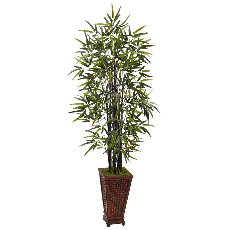 Nearly Natural 5.5’ Black Bamboo Tree in Decorative Planter