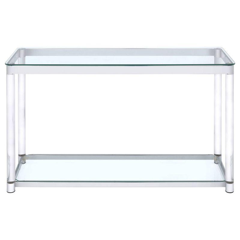 Anne Acrylic Console Sofa Table with Glass Top and Shelf Chrome - Coaster