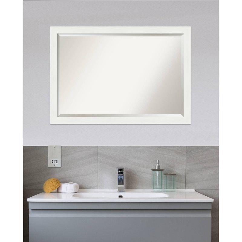 Vanity White Rectangular Beveled Wall Mirror