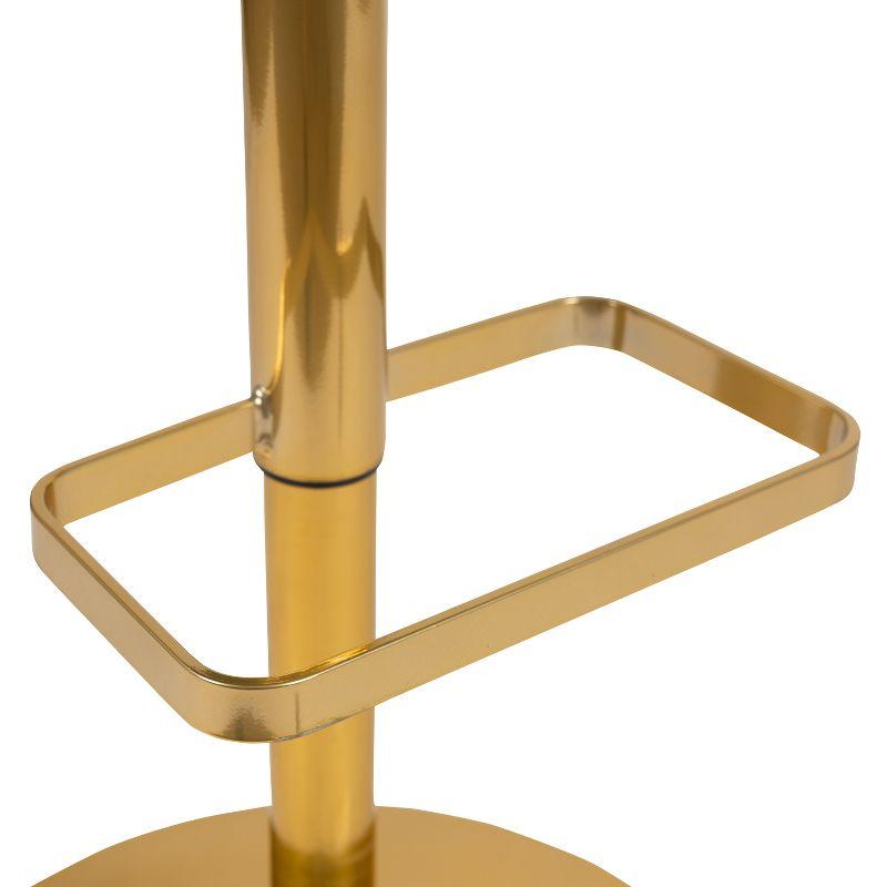 Black Vinyl Adjustable Height Barstool with Gold Base, Set of 2