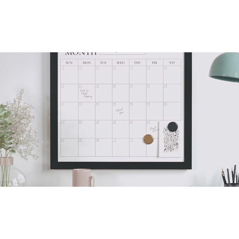 Thomas Martha Stewart Magnetic Monthly Calendar Dry Erase Board with Woodgrain Frame, Dry Erase Marker, and 2 Magnets