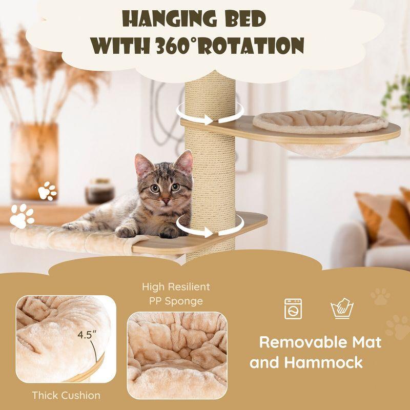 Tangkula 75" Modern Cat Tree Multi-Level Large Cat Tower w/ Hammocks Beige