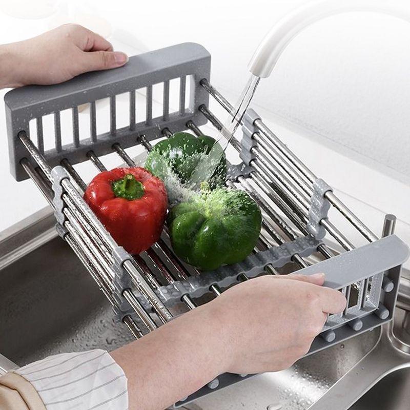 Cheer Collection Adjustable Stainless Steel Over The Sink Dish Rack