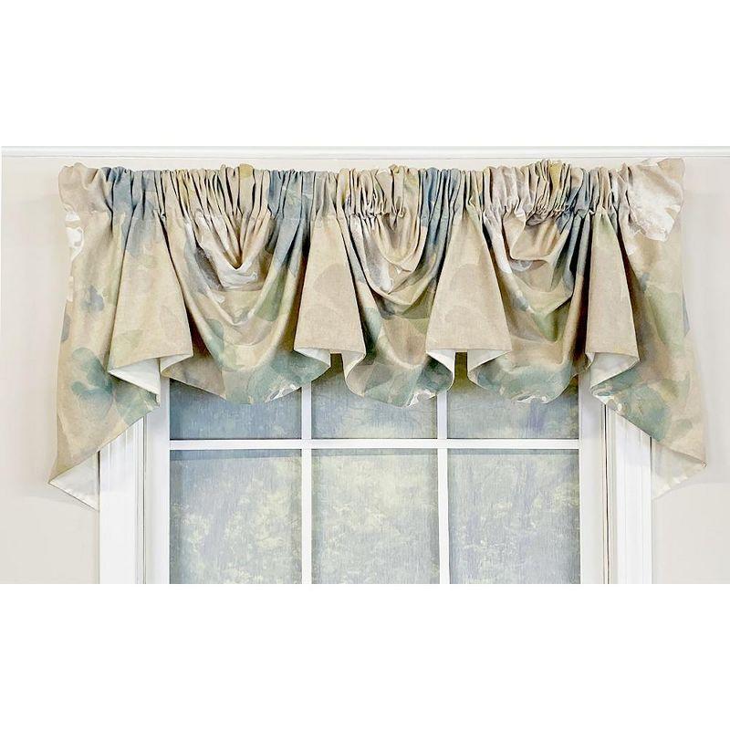 Beige and Blue Linen Floral Empire Valance