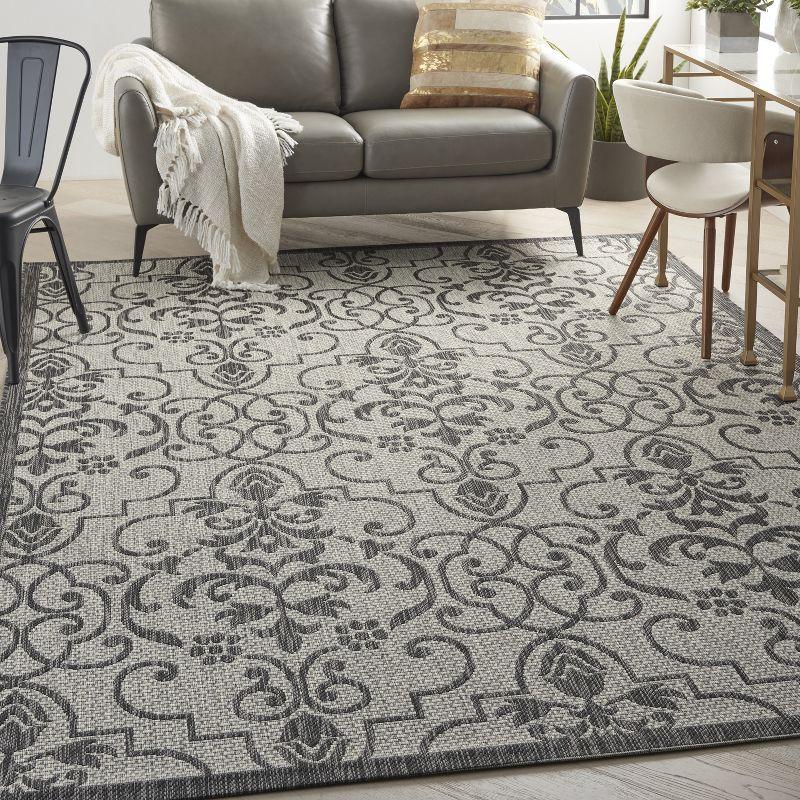 Country Side Ivory & Charcoal Flat Woven Synthetic Area Rug