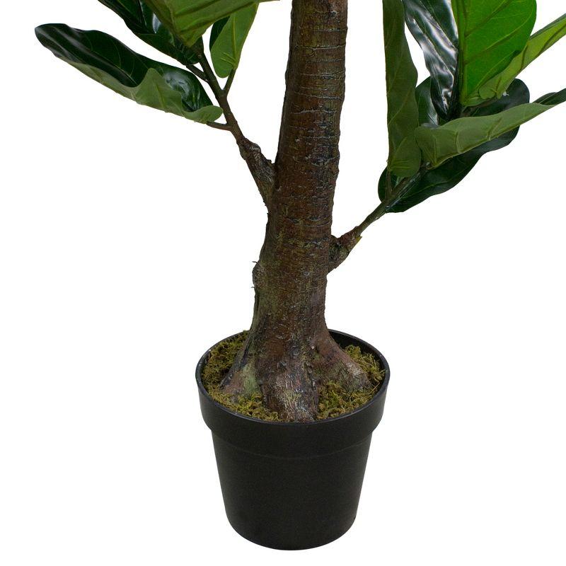 Northlight 6.25' Potted Two Tone Green Artificial Wide Fiddle Leaf Fig Tree