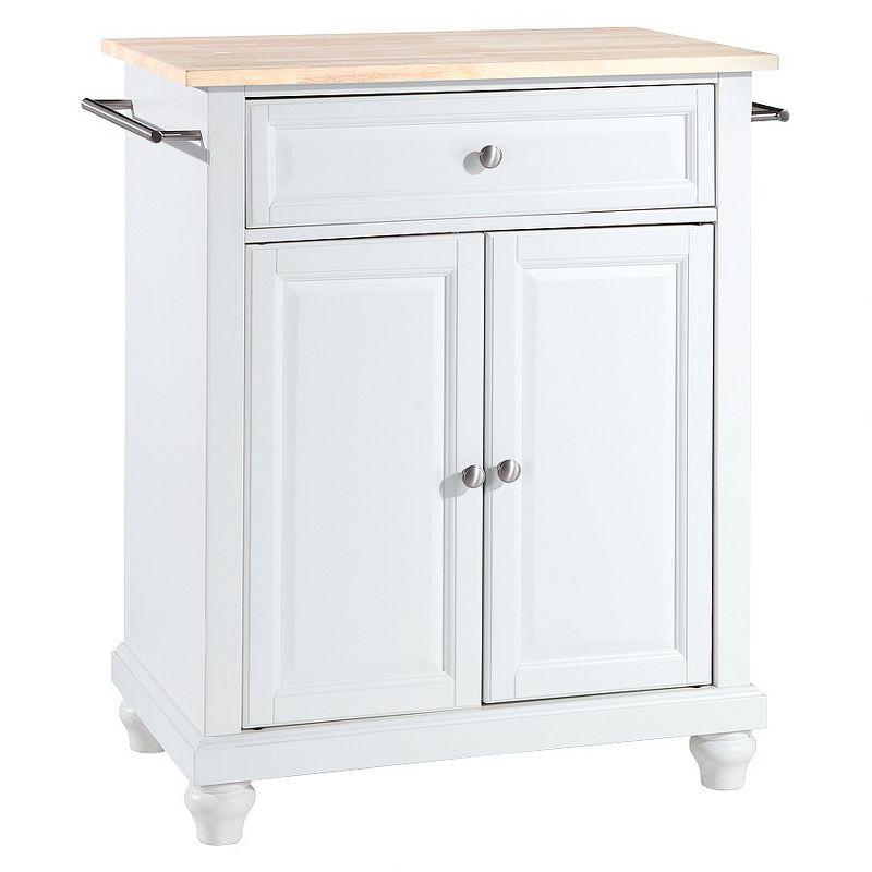 Cambridge 35" White Natural Wood Top Kitchen Island