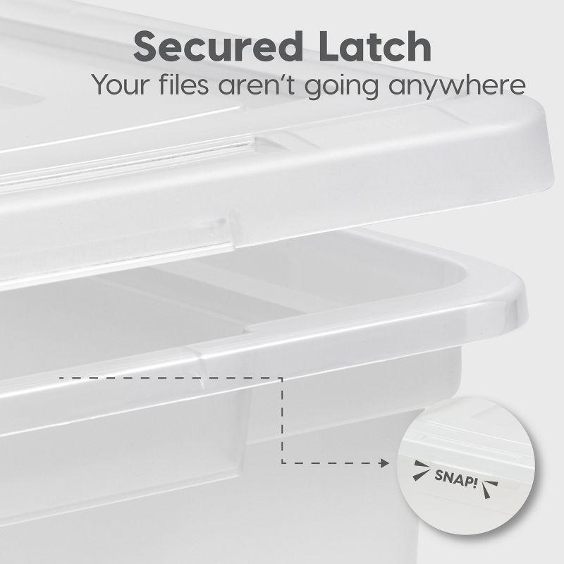 IRIS USA 35 Qt. 4Pack File Box File Organizer Plastic File Box for Letter/Legal File, BPA-Free Plastic Storage Bin Tote Organizer, Clear