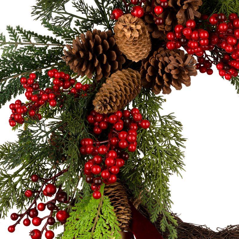 24" Unlit Christmas Joy Artificial Wreath with Pine Cones, Chimes & Berries - National Tree Company