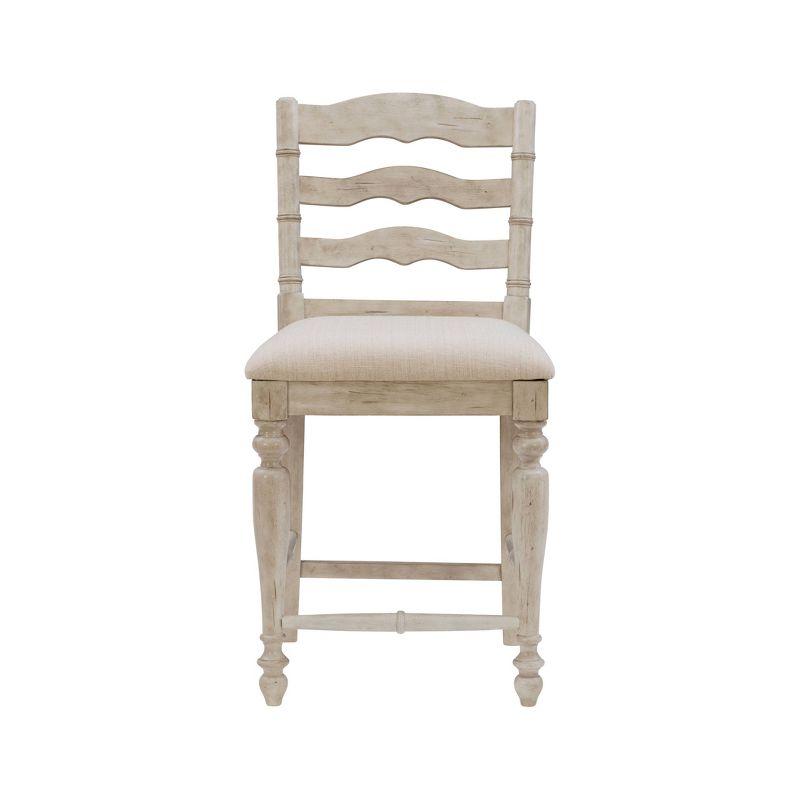 24" Marino Padded Seat Counter Height Barstool Upholstered Seat and Back White - Linon: Rubberwood Frame, Foam Fill, Ladder-Back Design