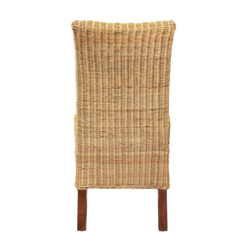 Shamara Natural Rattan and Mahogany Wood Dining Chair Walnut Brown - bali & pari