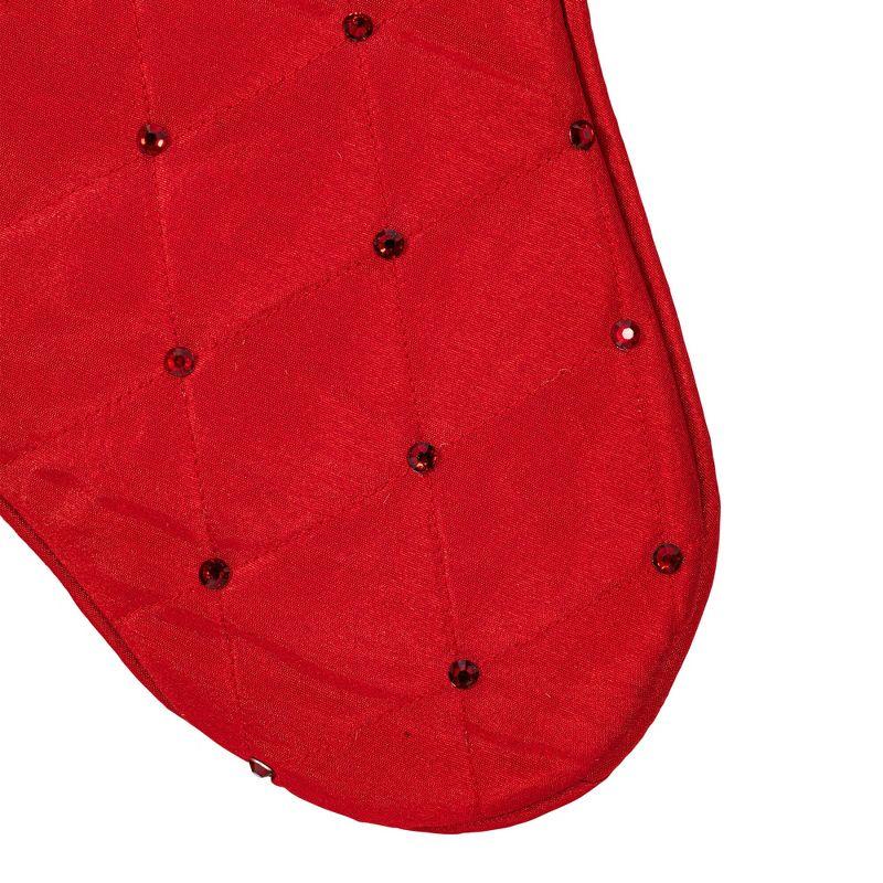 Vickerman 21" Red Quilt Stitch Jewel Christmas Stocking